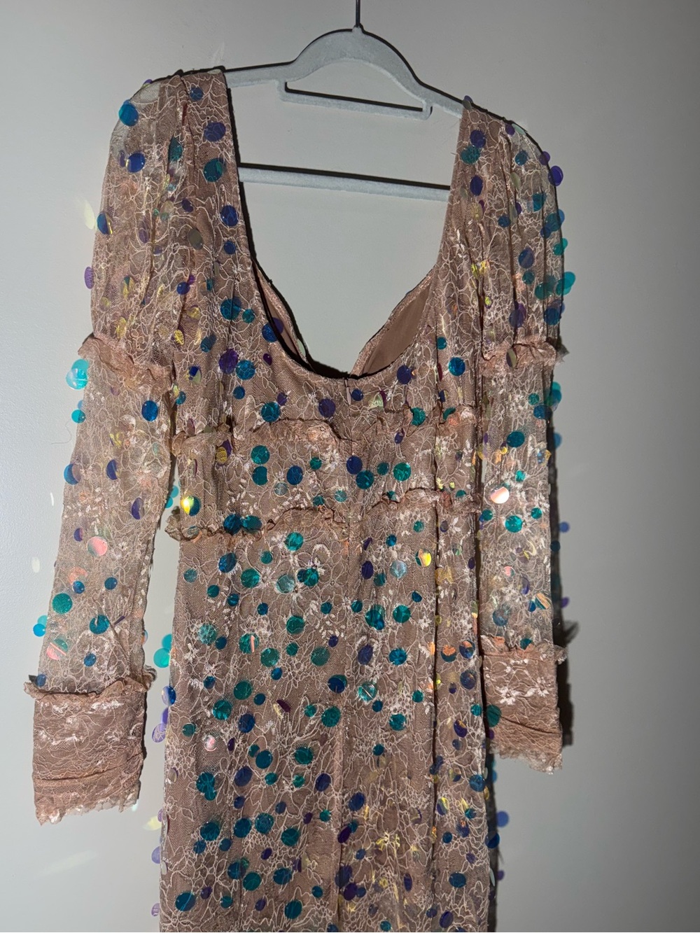 NWT For Love & Lemons Ace Sequin Lace Maxi Dress | Large - Picture 10 of 13